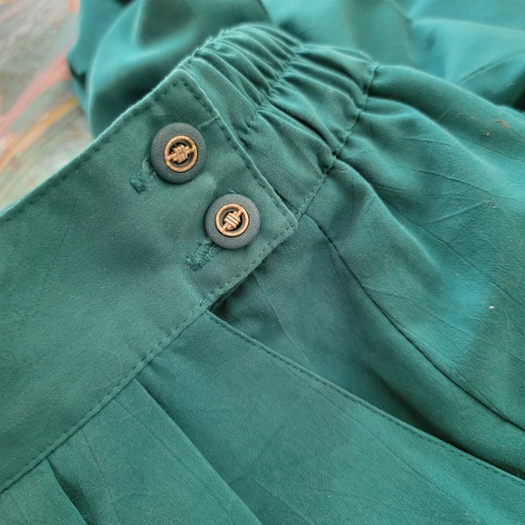 80s High-waisted Trousers Pants Tapered Leg Cyan - Picture 5 of 9